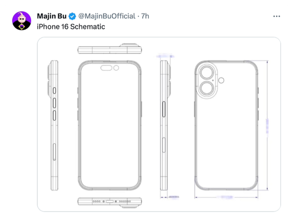 怎么跟华为对打！博主曝光iPhone  16 设计图：回归竖排双摄 自带拍照按钮